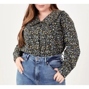 English Factory Women's Floral Large Collar Button Down Cottagecore Praire Sz 2X